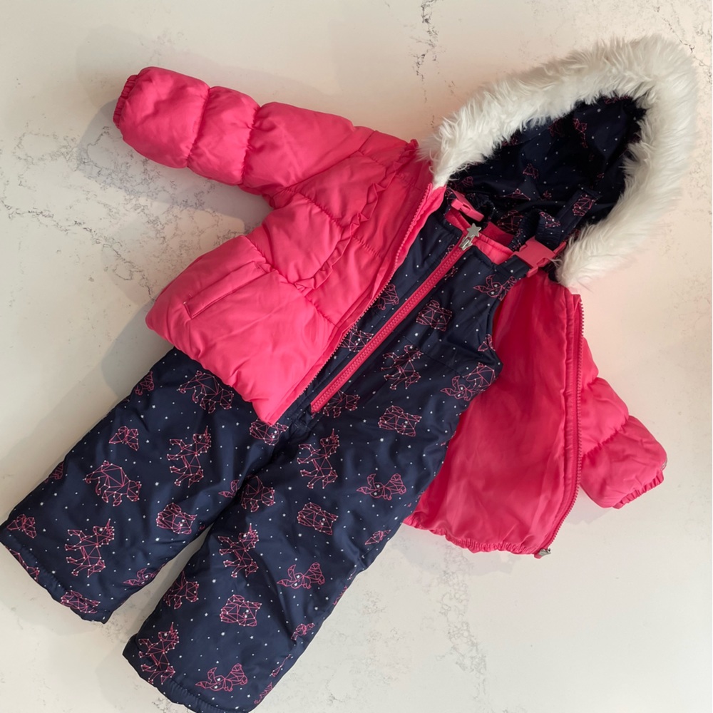 London Fog Snowsuit with Snowbib and Puffer Jacket Size 18 months